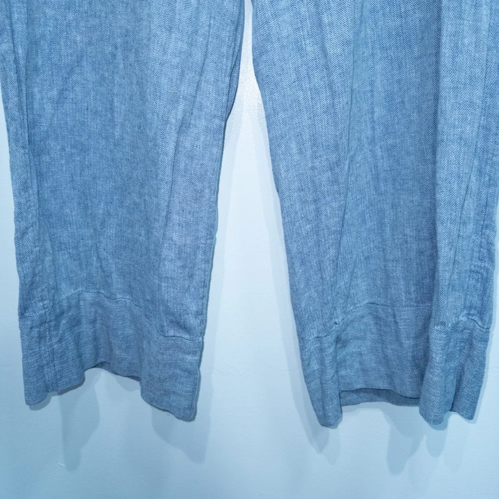 Banana Republic Blue Linen Blend Blake Crop Pants‎ Size 8